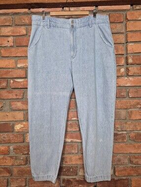 R Jeans High Rise Barrel Leg Tencel Denim Tapered Paperbag Elastic Waist Jeans